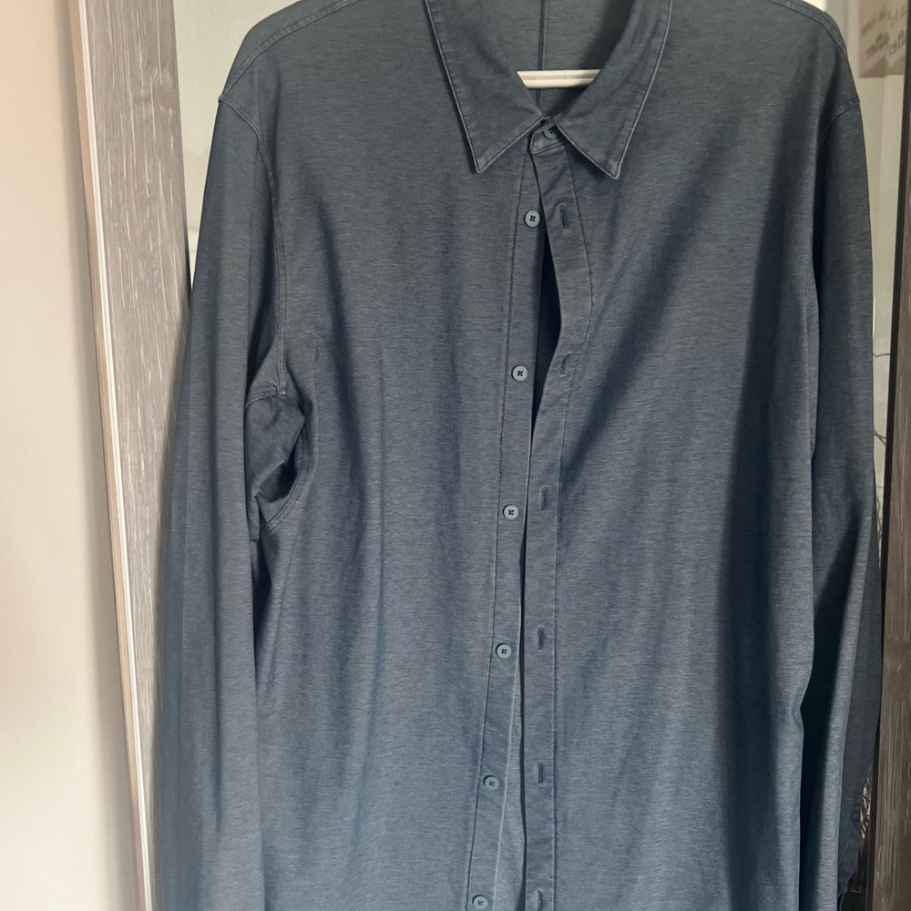 lululemon athletica Dark Gray Blue Button Down Shirt